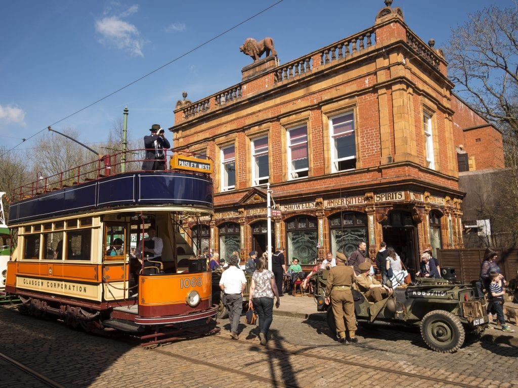 Crich Tram Village centre and Red Lion Pub