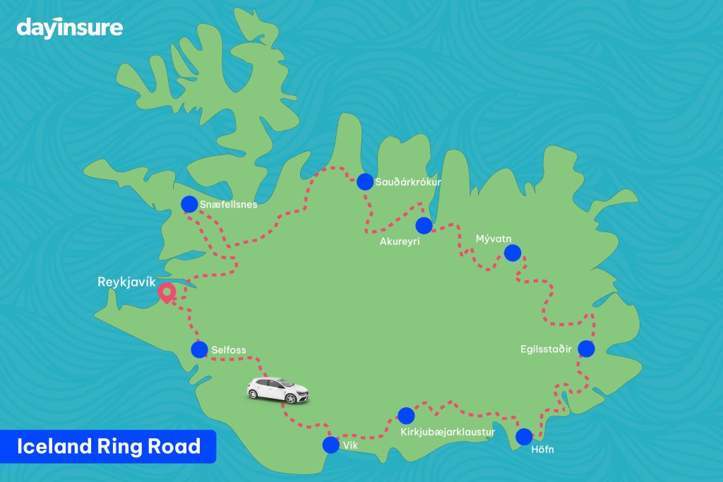 Iceland ring road route map