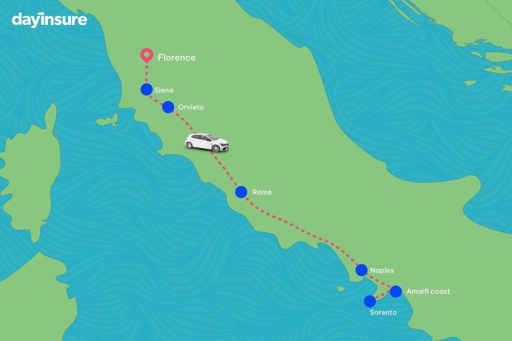 Italy road trip route map